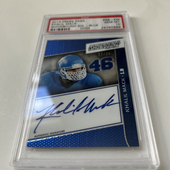 2014 Press Pass Khalil Mack Showbound Signature-17/99-Blue-PSA Gem MT 10-RARE - Picture 5 of 6